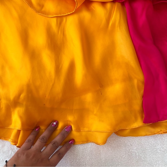 Anthropologie Pinnacle Shruti Sancheti Ruffled Dress Mock Neck Colorblock XL L - Picture 8 of 13